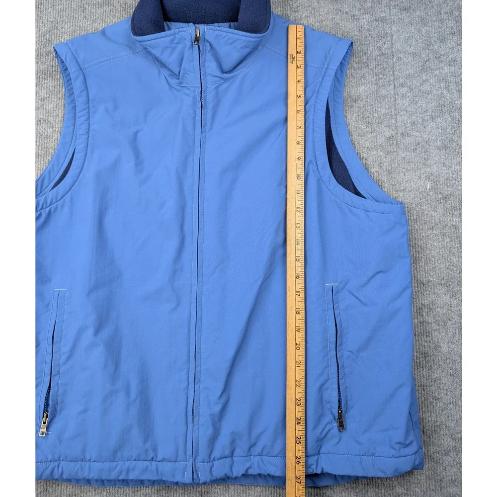 LL Bean Vest Mens XL Softshell Full Zip Outdoor Hiking Utility Blue Fleece Lined